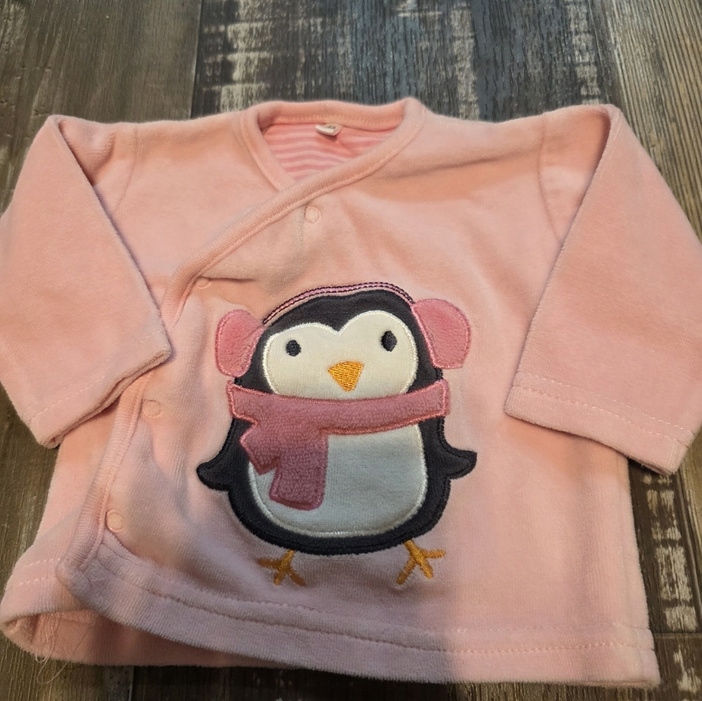 Pink Baby Jacket with Penguin Design - Picture 2 of 7